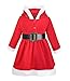 Lilax Little Girls' Holiday Christmas Santa Sparkle Hood Red Dress with Belt, 7
