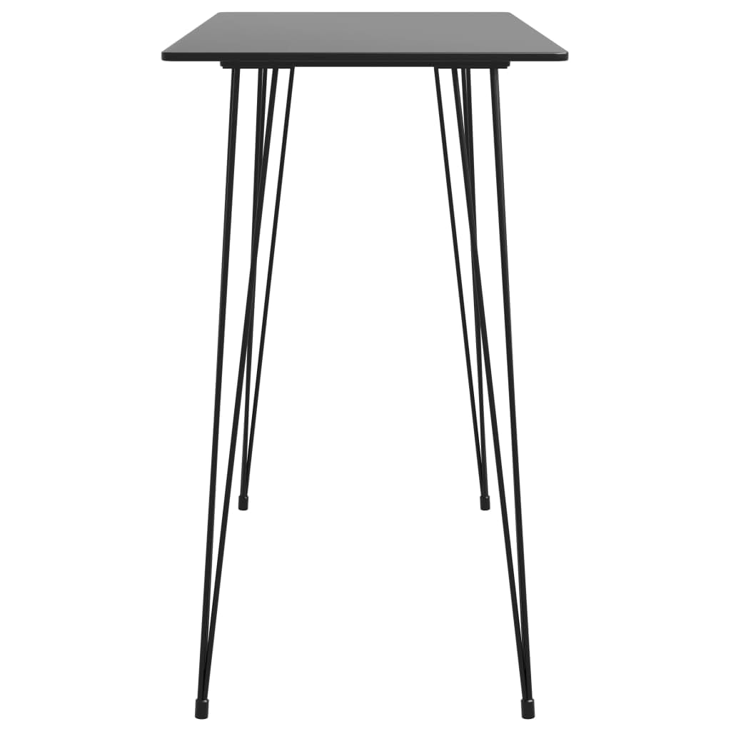 Stehtisch Schwarz 120x60x105 cm MDF Tischplatte mit Metallbeinen, Thekentisch für Küche und Essbereich, pflegeleichter Bartisch mit feuchtem Tuch reinigbar, einfacher Aufbau