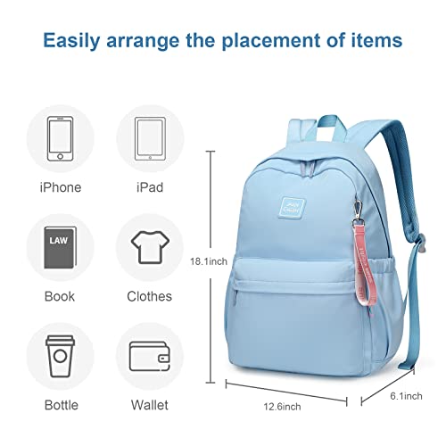 Caran·Y 8356 Kids Backpack Girls And Boys Classic School Backpack Light Weight Two Size Multi-Pocket Aqua-Blue Suitable thumb #2