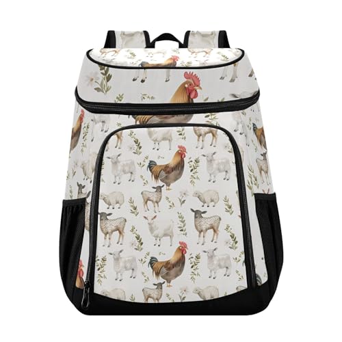 Farm Animal Chicken Cooler Backpack Cooler Insulated Leak Proof Lunch Backpack 36 Cans Waterproof Soft for Men Women Picnic Hiking Camping Beach