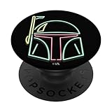 Star Wars Boba Fett Neon Line Art Helmet PopSockets Standard PopGrip
