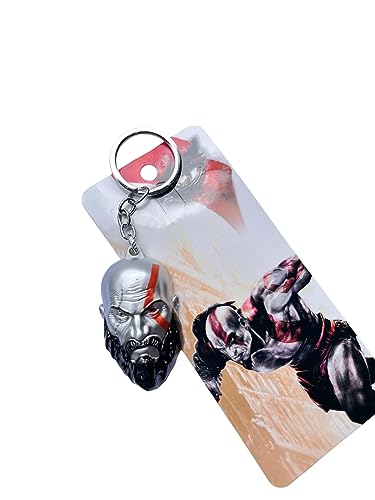Image of 3D New Game God Of War 4 Kratos 3D Head Keychain Leviathan Axe Key Chain Ring Metal For Men Car Fans Gift