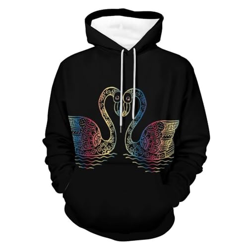 Hoodie cygne UMENG pull décontracté pour les journées fraîches en ville taille S