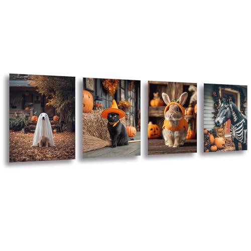 LAVEMA Lot de posters d'Halloween - A4 - 21 x 30 cm - Animaux amusants - Décoration murale amusante - Décoration murale d'Halloween - Pour salon, café, couloir - Sans cadre photo – vue 5