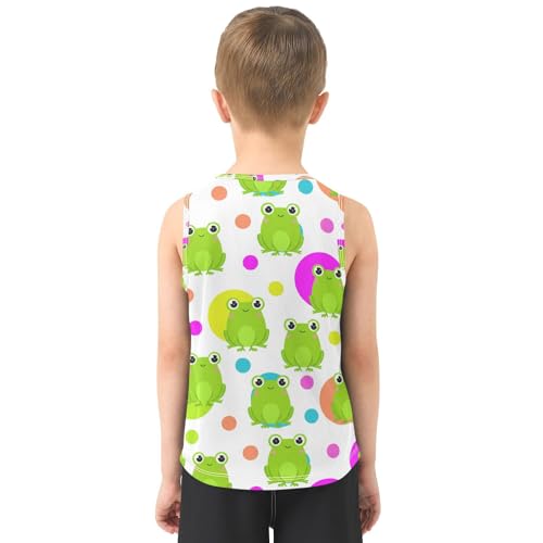 J JOYSAY Frog Polka Dot Colorful Boys Tank Top Sleeveless Muscle Shirts Quick Dry Kids T-Shirts 3-15T3