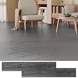 Fablioflo Peel and Stick Floor Tile, 36 Pcs 54 Sq.Ft Waterproof Wood Grain Luxury Vinyl Plank Flooring, Easy DIY Self Adhesive Vinyl Floor for Kitchen, Living Room, Bedroom, RV, Deep Grey