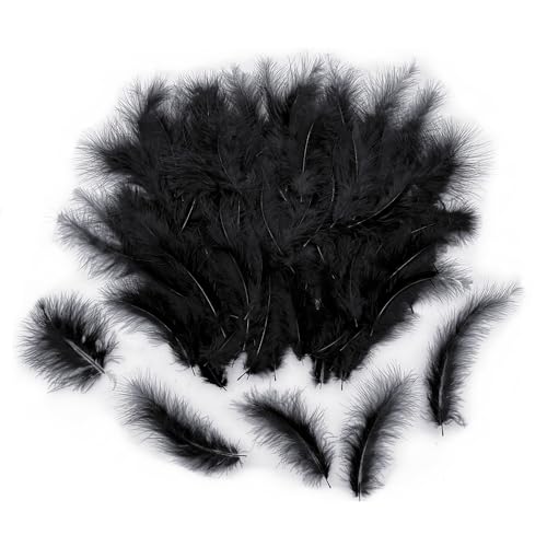 JZK 200 peças 9 ~ 15 cm penas macias naturais pretas para trabalhos manuais penas reais para material de bricolage, caçador de sonhos, fascinador, chapéu, decorações para bolos, fantasias