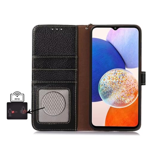 Coque Xiaomi Redmi 12 4G en cuir véritable grain de litchi élégant