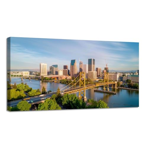 CHAUSSUREBAR Large Canvas Wall Art Sacramento Tower Bridge Sacramento Mall Canvas Art Prints Pictures Wall Decor Living Room Wall Paintings for Bedroom Bathroom 20