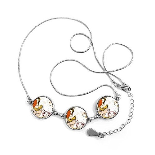 Collier illustration geisha art de l'encre médaillon chic