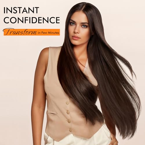 WIGNEE 13x4 Synthetic Lace Front Wig Silky Long Straight Wig Pre-Plucked Kanekalon Hair Glueless Lace Front Wigs with Natural Hairline Free Part Lace Front Wig Dark Brown Wigs for Black Women - Image 5