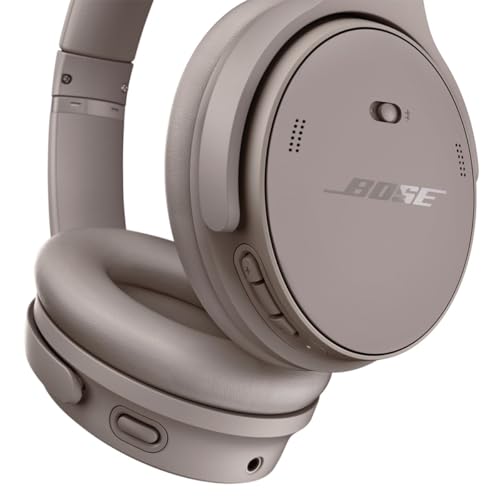 Image of Bose QuietComfort Headphones - Wireless Bluetooth Headphones, Active Over Ear Noise Cancelling and Mic, Deep Bass Bundle + Desktop Headphone Stand + Green Extreme Dual Wall Charger (Sandstone)