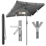 Menz SunnyShade Balkonschirm Roma mit Schutzhülle, Anthrazit, Sonnenschirm Balkon 200x125 cm, Sonnenschirm rechteckig, UV 50+ Sonnenschutz Balkon, mit Kurbel, knickbar und höhenverstellbar