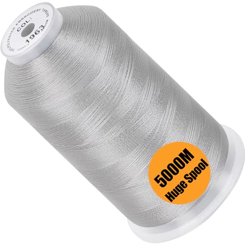 Image of New brothread - Single Huge Spool 5000M Each Polyester Embroidery Machine Thread 40WT for Commercial and Domestic Machines - Christmas Silver