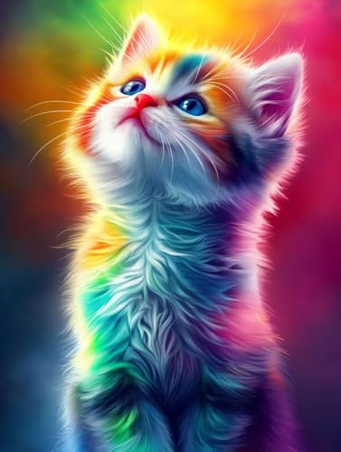Broderie Diamant Chat Grand Format 70x95cm : Réduisez le Stress par les Loisirs Créatifs