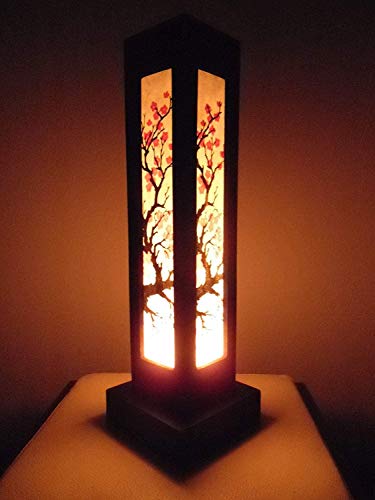 Thai Wood Lamp Handmade Oriental Japanese Red Sakura Cherry Blossom Tree Branch Bedside Table Lights Or Floor Home Decor Bedroom Modern (Sakura Hight Ab6) #TOP4