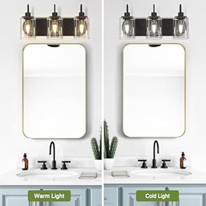 Bathroom Light Fixtures Vanity Lights for bathroom with Clear Glass Shades 3 Light Black Bathroom Light Fixtures over mirror Modern Bathroom Wall Lamp for Mirror Bedroom Living Room Hallway Porch