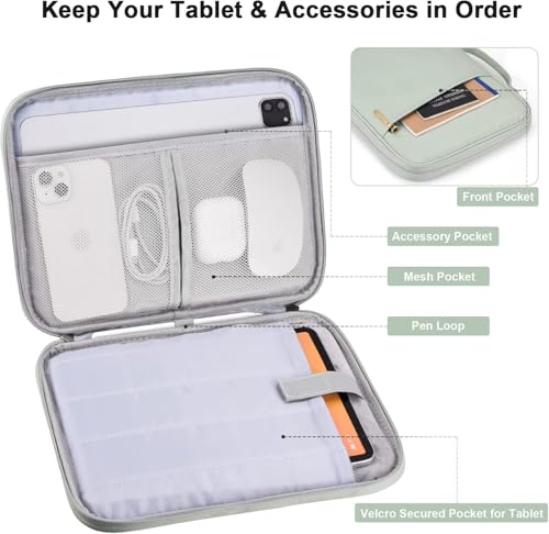 Image of Tablet Sleeve 11 Inch Waterproof Slim Tablet Pouch with Pocket & Zipper Compatible with Tablets or iPad Upto 11 Inch Shockproof, Lightweight Cover Bag Case, Green