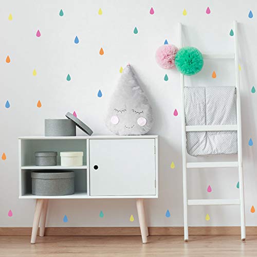 Stickerscape Colourful Raindrop Wall Stickers, Pastel