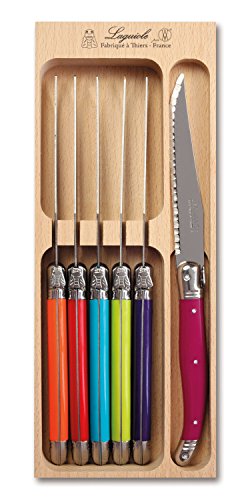 Steak Knife Set 6pcs in Wooden Tray: Multicolour
