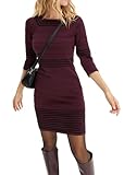 YUTILA Strickkleider Damen Quadratischem Kragen Pulloverkleid Elegante Pullover Bodycon Winterkleid Pulli Minikleid Winter 3/4 Langarm