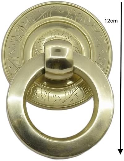 Brass Carving Disc Shape Door Knocker Hardware Fitting Antique look Golden Finish Lacquer Polished 5 inch