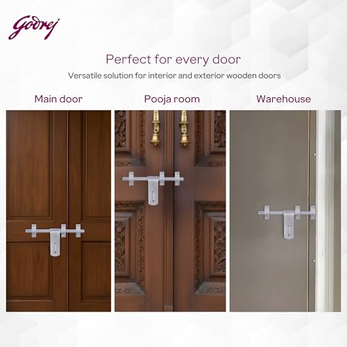 Image of Godrej Door Fitting | Aldrop Lock for Left & Right Handed Doors | Suitable for Main & Inner Doors of Residential & Commercial complexes | Size 14 x 250 mm | Satin Finish