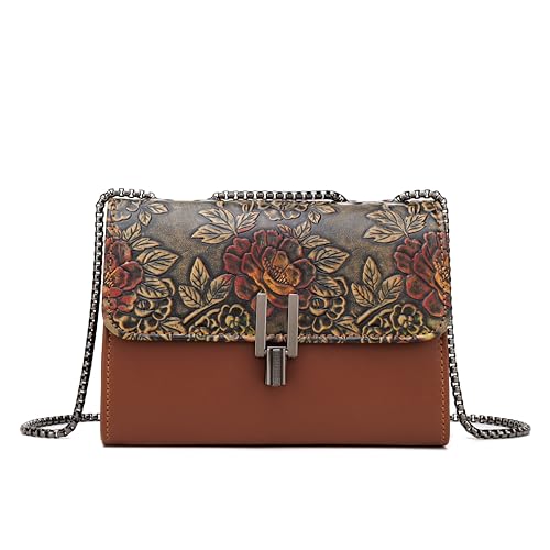 Women's Fashion Trendy Bronze Side Shoulder Bag One-Shoulder Mobile Wallet Card Bag 3.07 * 5.71 * 7.76 feet - Brown Color