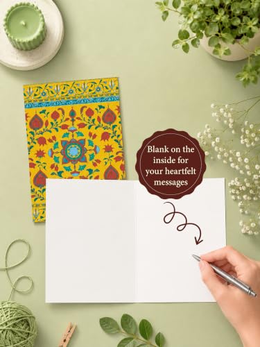 Image of DOODLE Ethnic Floral Blank Notecards with Envelopes - Set of 24 Mini Greeting Cards with 24 Envelopes & 48 Stickers | Thank You Notes, Gift Enclosures & All Occasion Cards