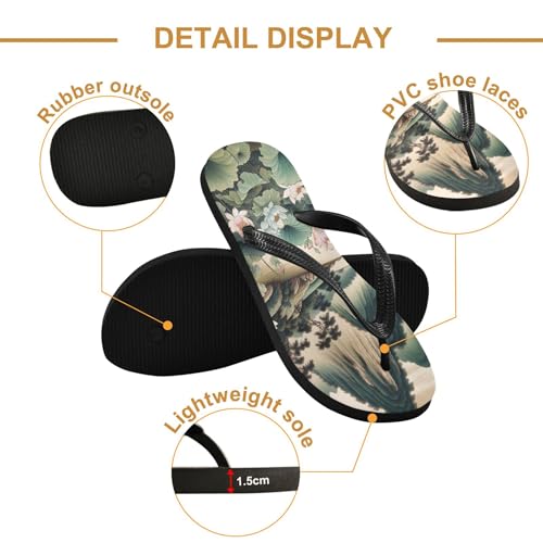 Burbuja Chinese Landscape Painting Flip Flops for Women Men, Soft Thong Sandals Rubber Slippers for Pool Beach Essentials3