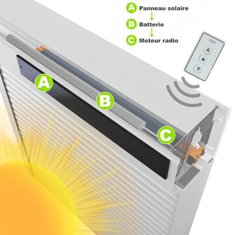 Volet Roulant Solaire H170 cm x L150 cm en Alu Blanc