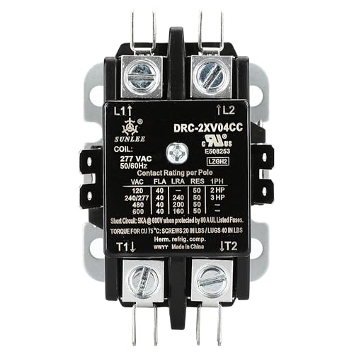 SunLee 2 Pole 40 Amp contactor 277v Coil UL 2 Pole Lighting Load 50 AMP Contactor Equivalent to 42CF15AL Ballast, LED Driver, 277V Commercial Lighting System Contactor by SUNLEE - Image 3