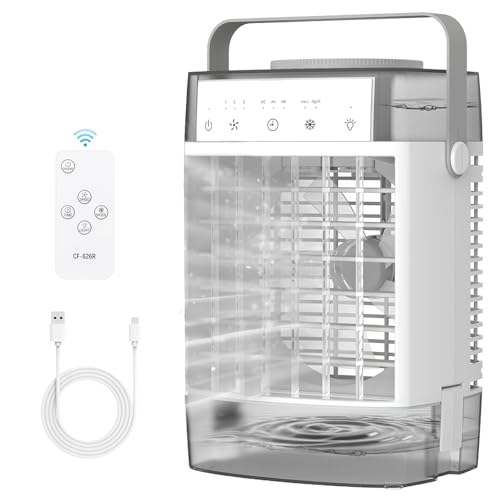 Lista de Mini Clima los 5 más buscados. 43 Ventilador de aire acondicionado portátil1000 ml con Control Remoto, Enfriador de Aire Pequeño 3 Velocidades, Función de Temporizador, Luz Nocturna 7 colores, Portátil Para...