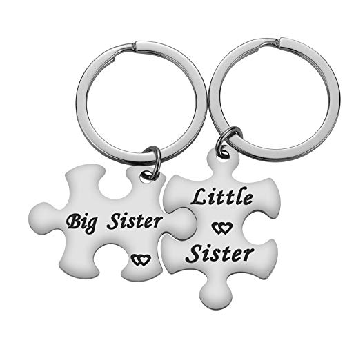 Sister Gifts from Sister - 2PCS Big Little Sister Keychains for Women Girls Christmas Birthday Gifts for Sisters (Puzzle)