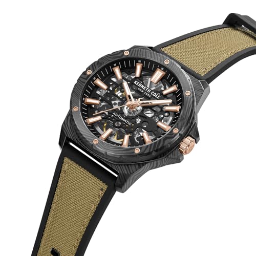 Image of Kenneth Cole Automatic Analog Black Dial Tan Silicon Strap Watch for Men - KCWGZ0076703MNW
