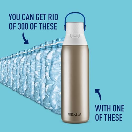 Brita Insulated Filtered Water Bottle with Straw, Reusable, Christmas Gift and Stocking Stuffer For Men and Women, Stainless Steel Metal, 20 Ounce - Image 2