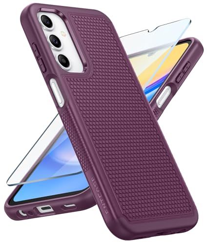Image of FNTCASE for Galaxy A15-5G Phone Case - Samsung A15 5G Military Grade Drop Protection, 14ft Drop Tested, Screen Protector Included, Anti-Slip Textured, TPU+PC Dual Layer Shockproof Cover (Burgundy)