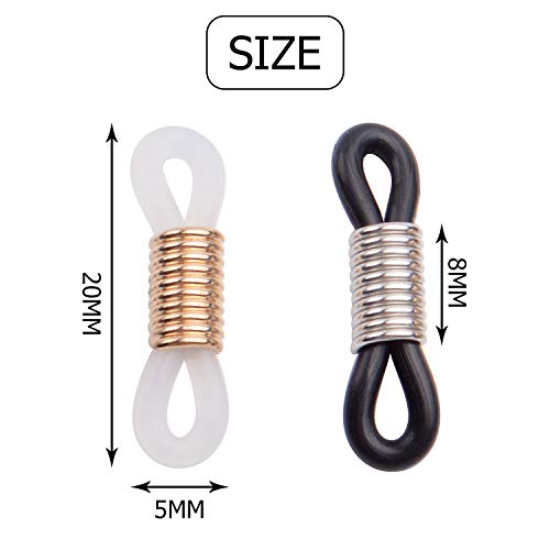 Image of Aylifu Eyeglasses Chain Connector - 40 Piece Adjustable Ends Set, Rubber Strap Holder Chain Loops for Eyeglass Sunglasses, 4 Colors