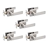 Probrico 5 Pack Square Door Lever Privacy Door Lock Handleset Keyless Lockset Door Knobs Storage Roo