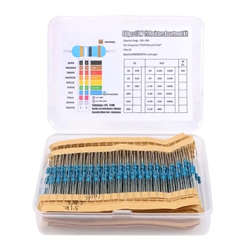 Ya en mundofriki.es: 600 Piezas Kit de Resistencia Electrónica, Resistencias de Película de Carbono 1/4 W, 30 Valores de 10 Ohm a 1M Ohm, Resistencia de Precisión ±1%, Ideal para Experimentos Electrónicos, Proyectos DIY
