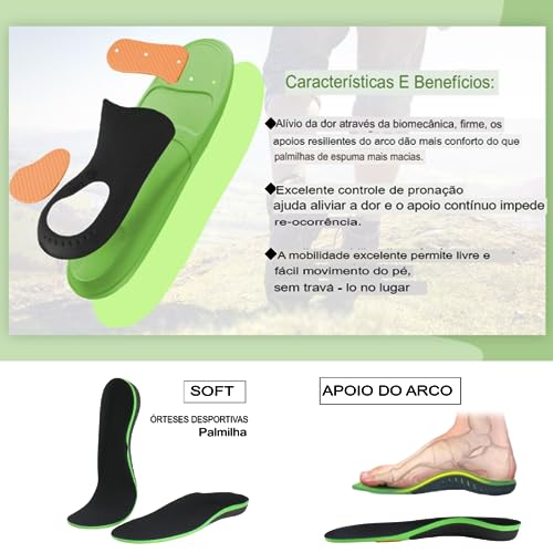 Palmilha Ortopédica Esportiva Controle Pronação Exclusiva Acabe Com Dores Uso Diário Tamanho Único C