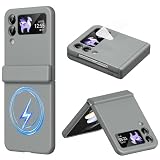 Custodia protettiva per lo schermo del Samsung Galaxy Z Flip4, compatibile con Magnetized Ring, Protezione per cerniera, cover magnetica in silicone per Samsung Z Flip 4-Grigio