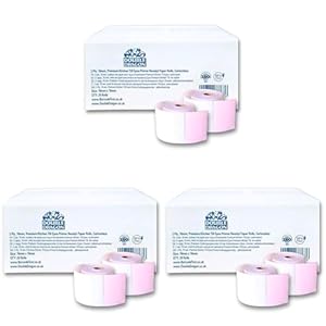 2 Ply, 76mm x 76mm, Carbonless Paper Rolls, Non-Thermal, for Kitchen Printer, Dot Matrix Impact Printer, Non-Thermal Cash Register, Printing Calculator, Till Epos PDQ Receipt Printer. Box of 20 Rolls