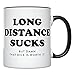 YouNique Designs Long Distance Relationship Mug - 11oz Portable Coffee & Tea Cup, Deployment Gifts for Couples (Black Handle)