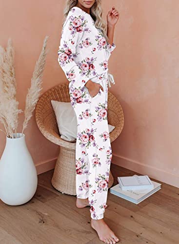 Samerm Women's Sweatsuit Set Two Piece Outfit Long Sleeve Crewneck Pullover Tops And Long Pants Tracksuits Sets,Pink-L #TOP2