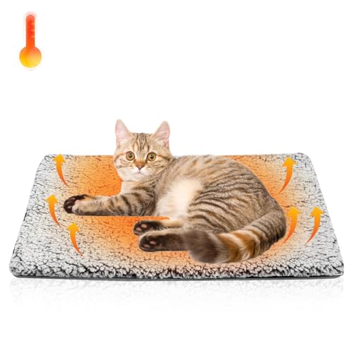 WONONE Self Warming Cat Bed, Extra Warm Thermal Cat Dog Pad, Plush Self Heating Pet Mat for Crate...