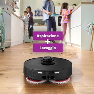 Bosch Spotless Max Robot Aspirapolvere e Lavapavimenti, Potenza 11.000 Pa, Panno Rotante Estensibile, Stazione Autopulente, Navigazione Smart Vision, App Home Connect, Nero
