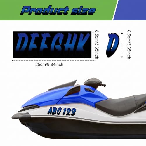 Image of MotiMind 30 Pcs Boat Registration Waterproof Marine,Gradient,Navy Blue | Numbers 0 to 9 and Name Decal Letters a to Z, Waterproof Marine Boat Registration Stickers, Fits Yachts Personal Watercraft