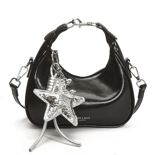 Y2K Shoulder HandBag with Star Hanging Accessories Crescent Purse Crossbody Bags for Women