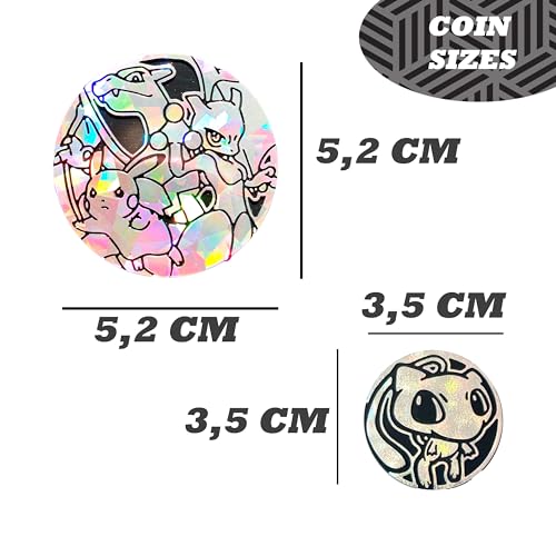 Pokemon Münzen 5 Pack, Verschiedene Größen von Münzen, Pokemon Silbermünzen, Pokemon Goldmünzen, offizielles Pokemon Kartenzubehör für Pokemon Kartenspiel